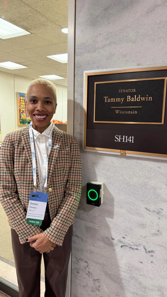 From Capitol Hill to the main stage.🧭

Today, I had the honor of visiting Senator Tammy Baldwin’s office to advocate for administrative shifts that can make a real difference for small businesses like mine. As a proud alum of #BlackinBusiness and Goldman Sachs 10,000 Small Businesses, I know firsthand the power of policy, resources, and real conversations.

And the rest of the #10KSBSummit? Nothing short of transformational. ✨
From impactful keynotes to rooms full of bold ideas, this experience is a powerful reminder: small business owners aren’t just driving the economy we’re shaping the future of it.

📍 Washington, D.C.
💡 New insights, new connections, and renewed energy to takeThe Effective Communication Coach to the next level.

Here’s to raising our voices, making moves, and building legacies.

#10KSBSummit #BlackinBusiness #GoldmanSachs10KSB #SmallBusinessBigImpact #LeadershipInAction #YourVoiceIsYourSuperpower #EffectiveCommunicationCoach