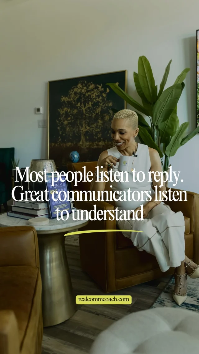 If you’re only listening to respond, you’re not really listening.

So many leaders miss the moment by rushing to be the loudest voice in the room. But real influence? It starts with how you listen.

Listening to understand—not just to reply—builds trust, connection, and clarity. It shows people they matter. It makes your team feel seen, and your message land stronger.

One simple shift? Say: “What I hear you saying is…”
Watch how it changes the conversation.

🗣️ Listening isn’t passive. It’s a leadership strategy.
📘 The Only One in the Room teaches you how to lead with your ears first.

#TheOnlyOneInTheRoom #LeadershipCommunication #ActiveListening #InfluenceWithIntention #DeniseMThomas EffectiveCommunicationCoach TrustAndAuthority LeadershipDevelopment ExecutivePresence