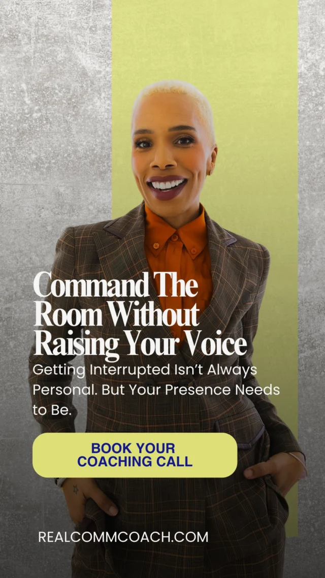 Getting interrupted doesn’t always mean you’re being disrespected. But it does mean your communication needs to work harder.

In high-stakes rooms, clarity is power — and presence is protection.
You don’t have to raise your voice to raise your influence.
You just need to lead the moment.

📘 The Only One in the Room gives you the tools to stay steady and sharp in any room.
And if you’re ready for next-level impact — book a 1:1 coaching call with me.

This quarter, let’s make sure your message lands the first time.

🗓 Q1 Coaching Spots → realcommcoach.com
📖 Book Bundles Available Now

#ExecutivePresence #DeniseMThomas #TheOnlyOneInTheRoom #CommunicationCoach #LeadershipDevelopment